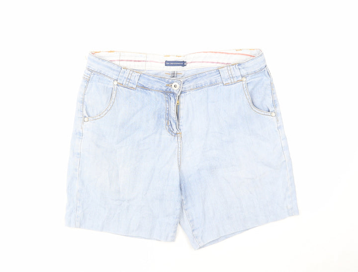 TEX Womens Blue Cotton Mom Shorts Size 2XS L6 in Regular Zip