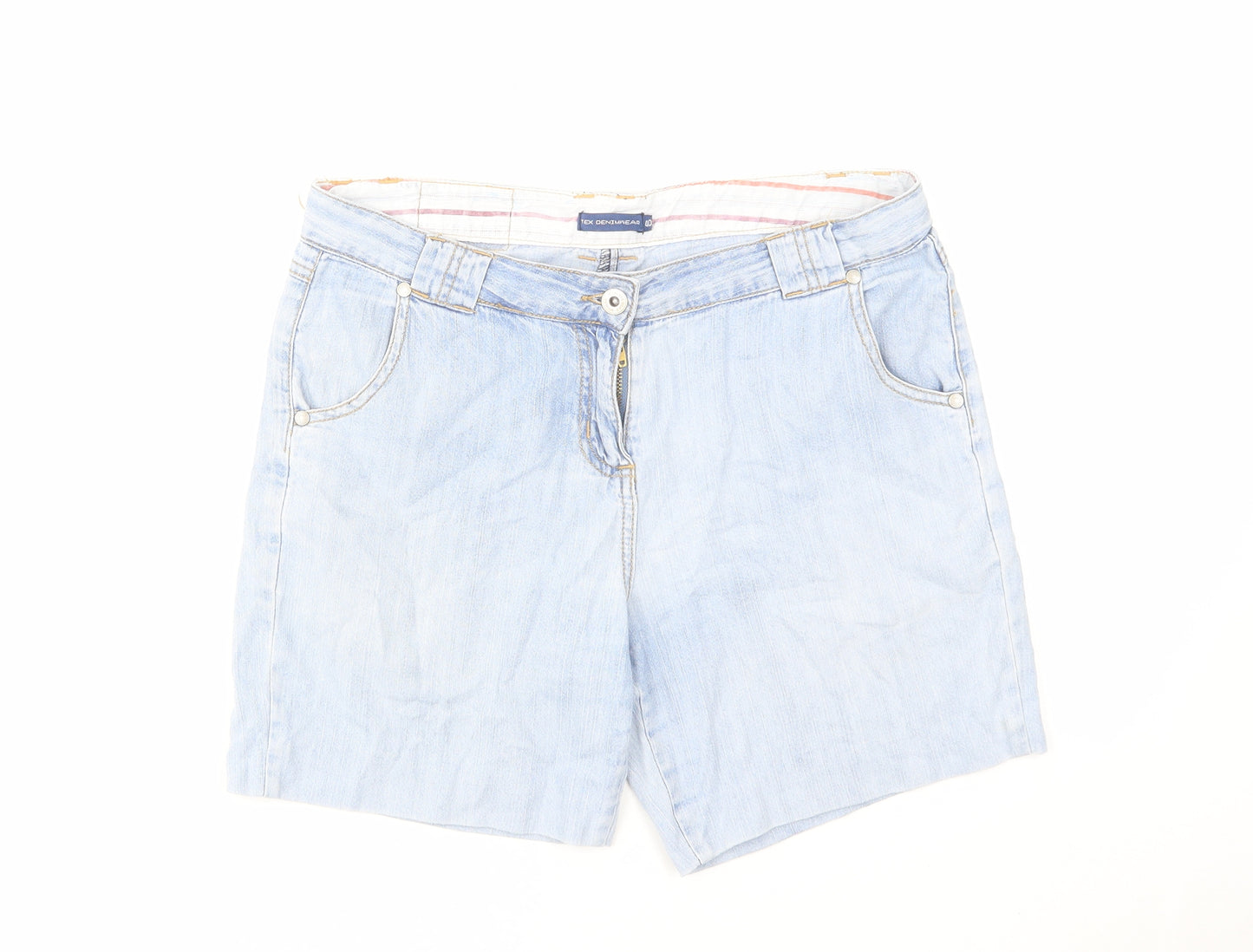 TEX Womens Blue Cotton Mom Shorts Size 2XS L6 in Regular Zip