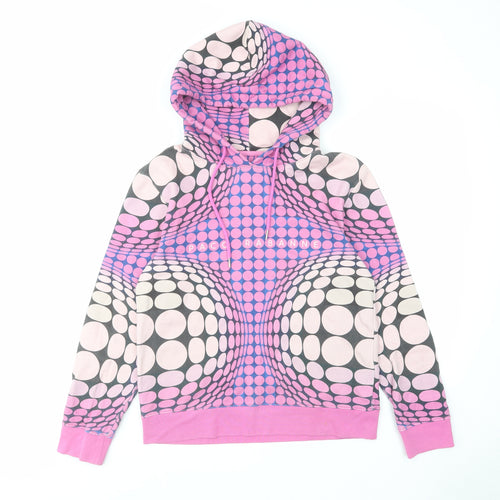 Paco Rabanne Womens Pink Geometric Cotton Pullover Hoodie Size S Pullover