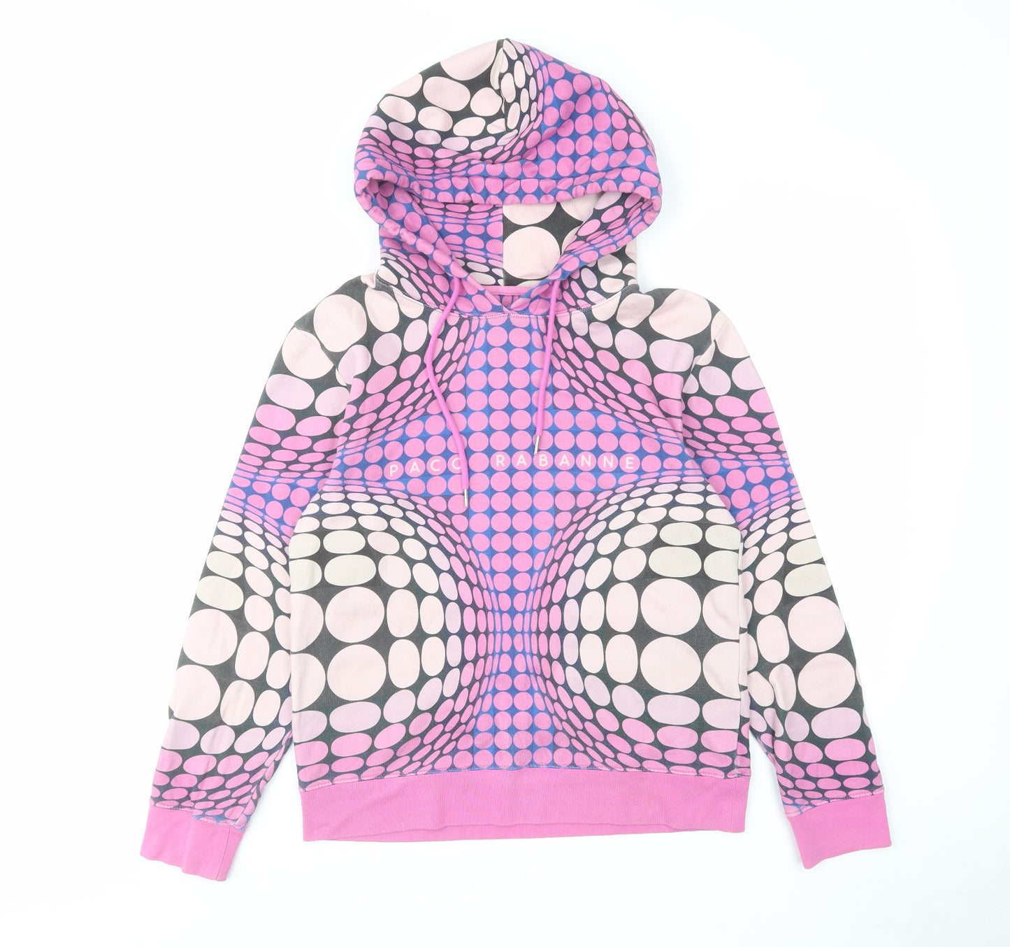 Paco Rabanne Womens Pink Geometric Cotton Pullover Hoodie Size S Pullover