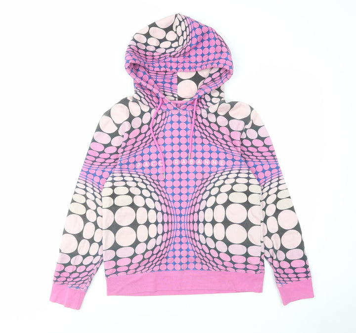 Paco Rabanne Womens Pink Geometric Cotton Pullover Hoodie Size S Pullover
