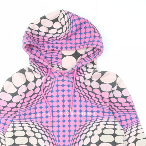 Paco Rabanne Womens Pink Geometric Cotton Pullover Hoodie Size S Pullover