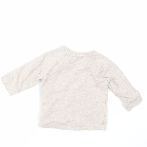 H&M Baby Beige Cotton Basic Blouse Size Newborn Round Neck Pullover
