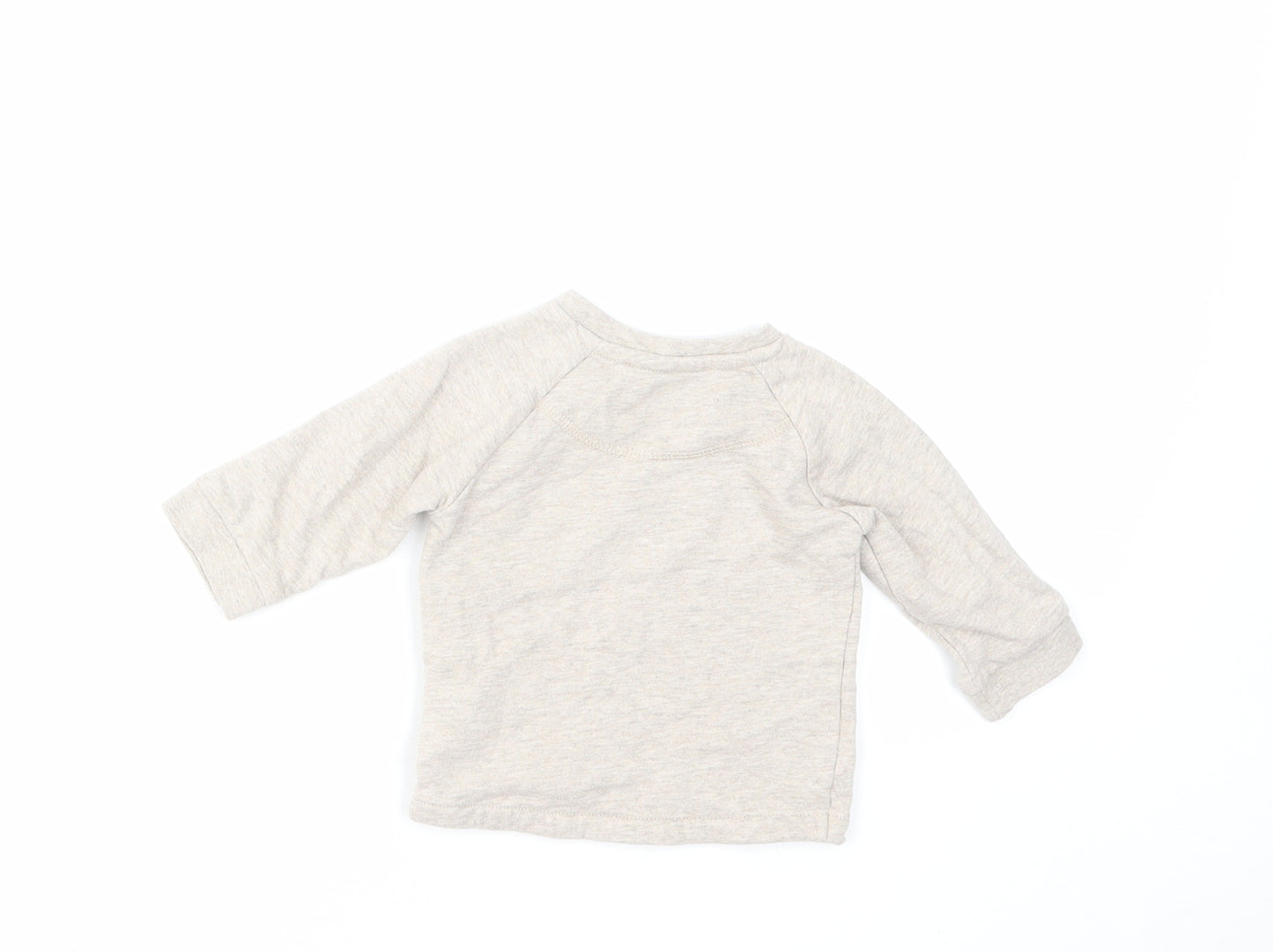 H&M Baby Beige Cotton Basic Blouse Size Newborn Round Neck Pullover