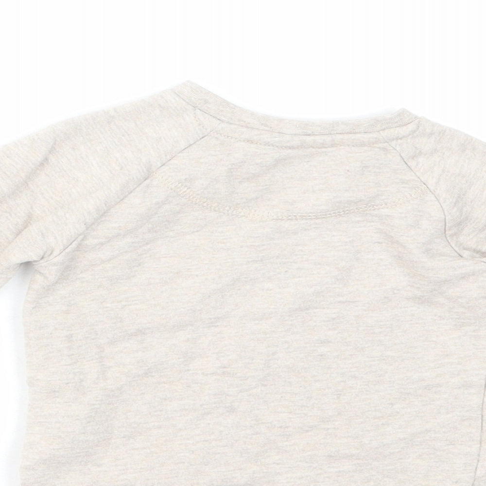 H&M Baby Beige Cotton Basic Blouse Size Newborn Round Neck Pullover