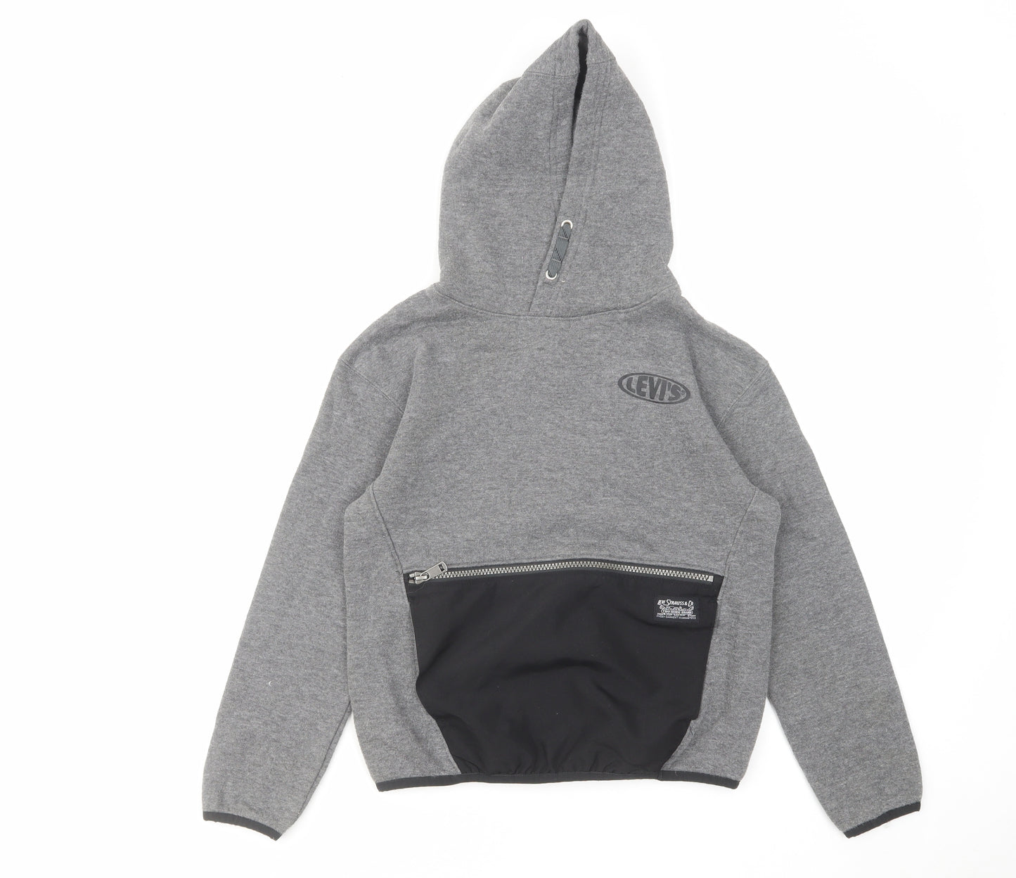 Levi's Boys Grey Cotton Pullover Hoodie Size 10 Years Pullover