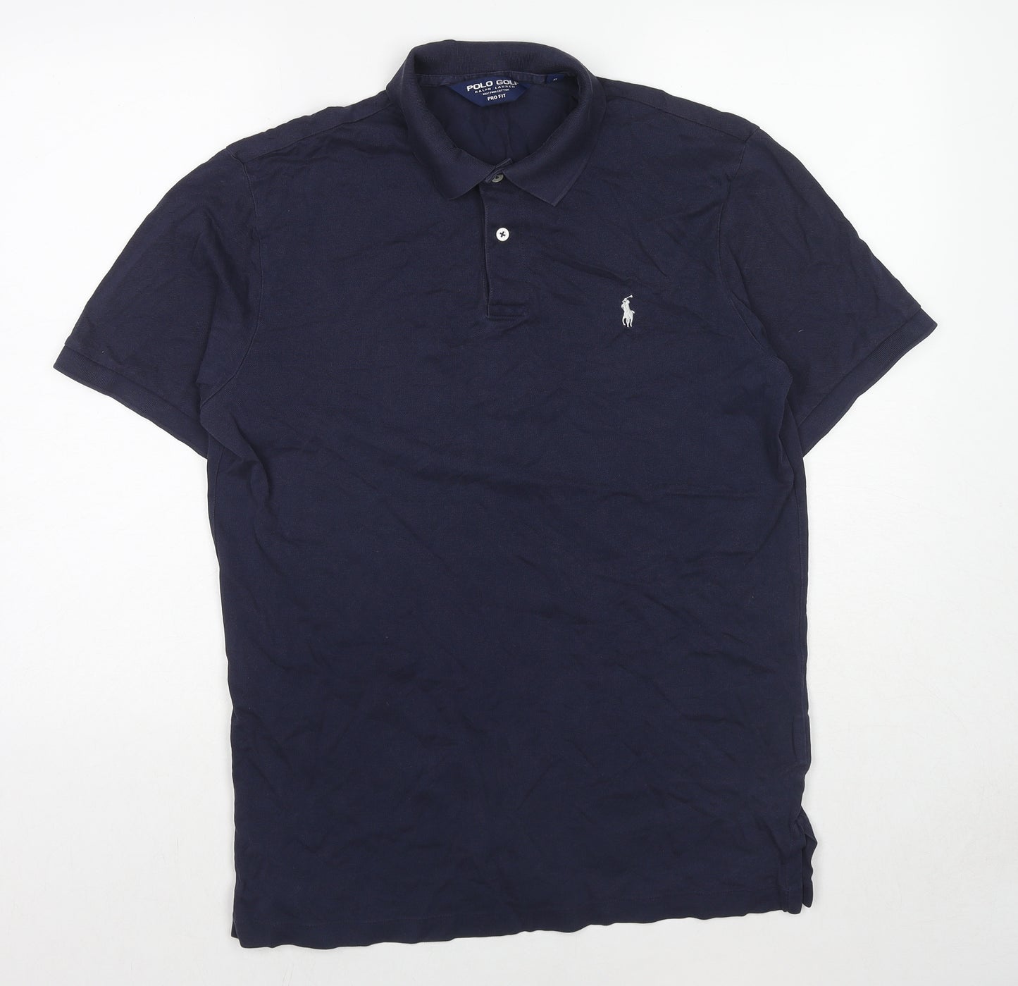 Polo Ralph Lauren Mens Blue Cotton Polo Size M Collared Button