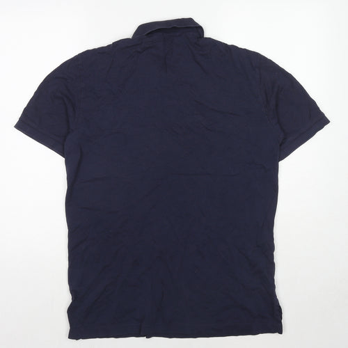 Polo Ralph Lauren Mens Blue Cotton Polo Size M Collared Button