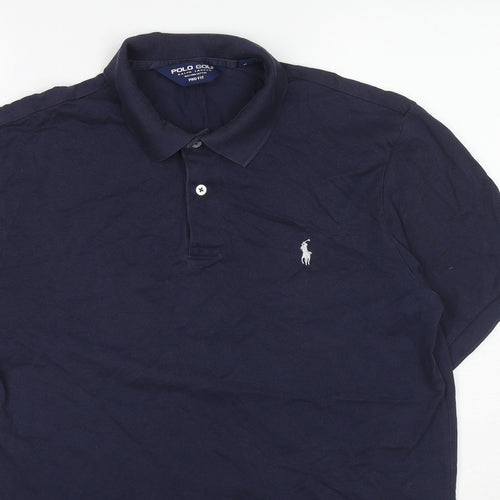 Polo Ralph Lauren Mens Blue Cotton Polo Size M Collared Button