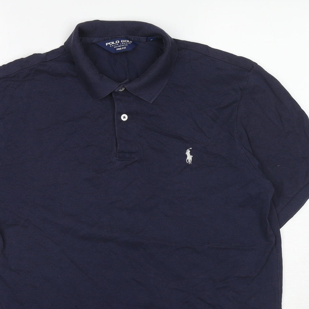 Polo Ralph Lauren Mens Blue Cotton Polo Size M Collared Button