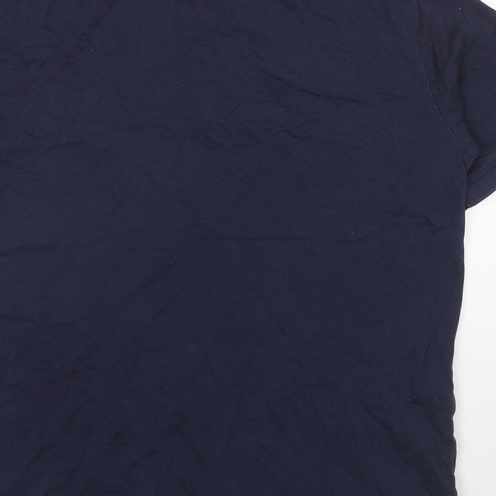 Polo Ralph Lauren Mens Blue Cotton Polo Size M Collared Button