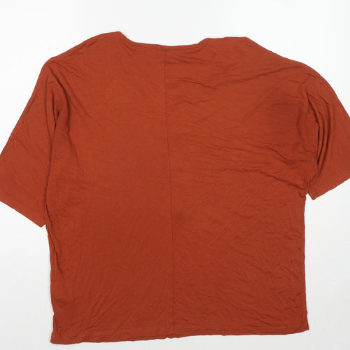 Body Flirt Womens Brown Viscose Basic T-Shirt Size L V-Neck