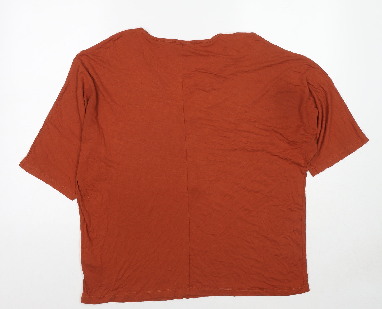 Body Flirt Womens Brown Viscose Basic T-Shirt Size L V-Neck