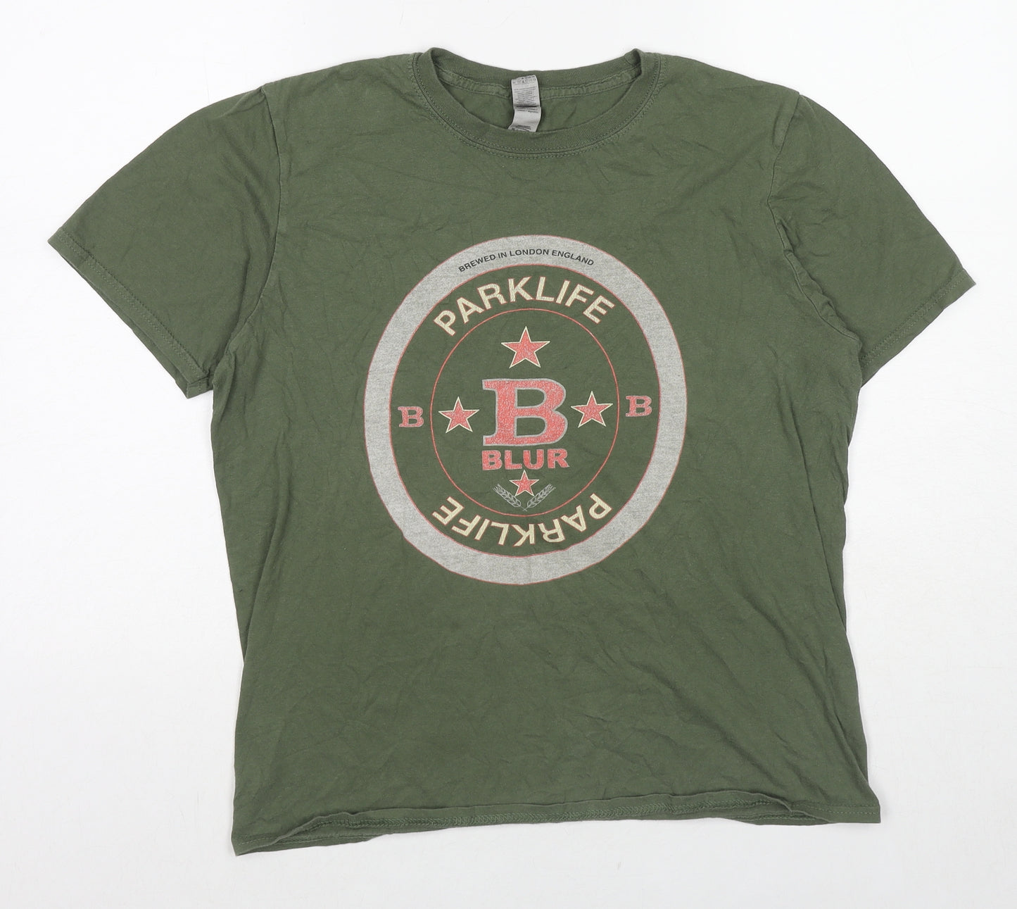 Blur Womens Green Cotton Basic T-Shirt Size M Round Neck - Blur Parklife