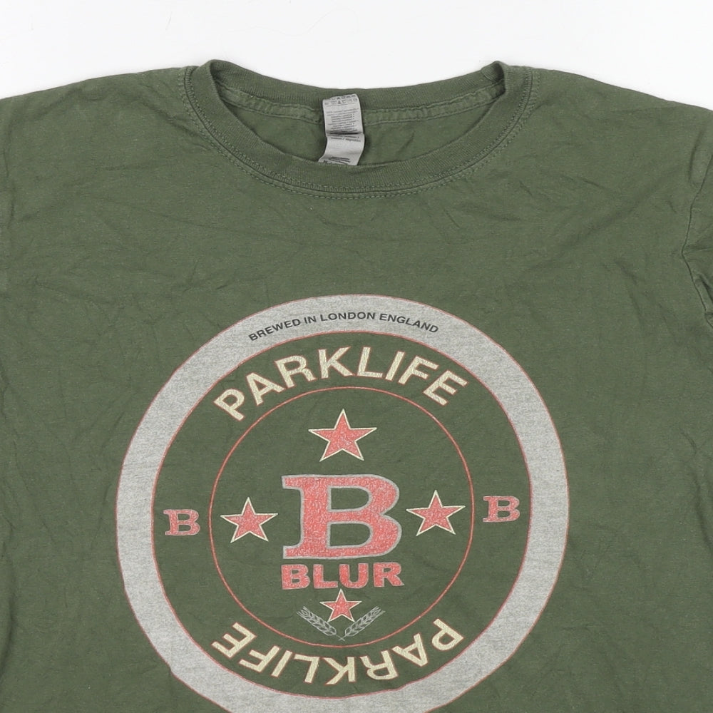 Blur Womens Green Cotton Basic T-Shirt Size M Round Neck - Blur Parklife