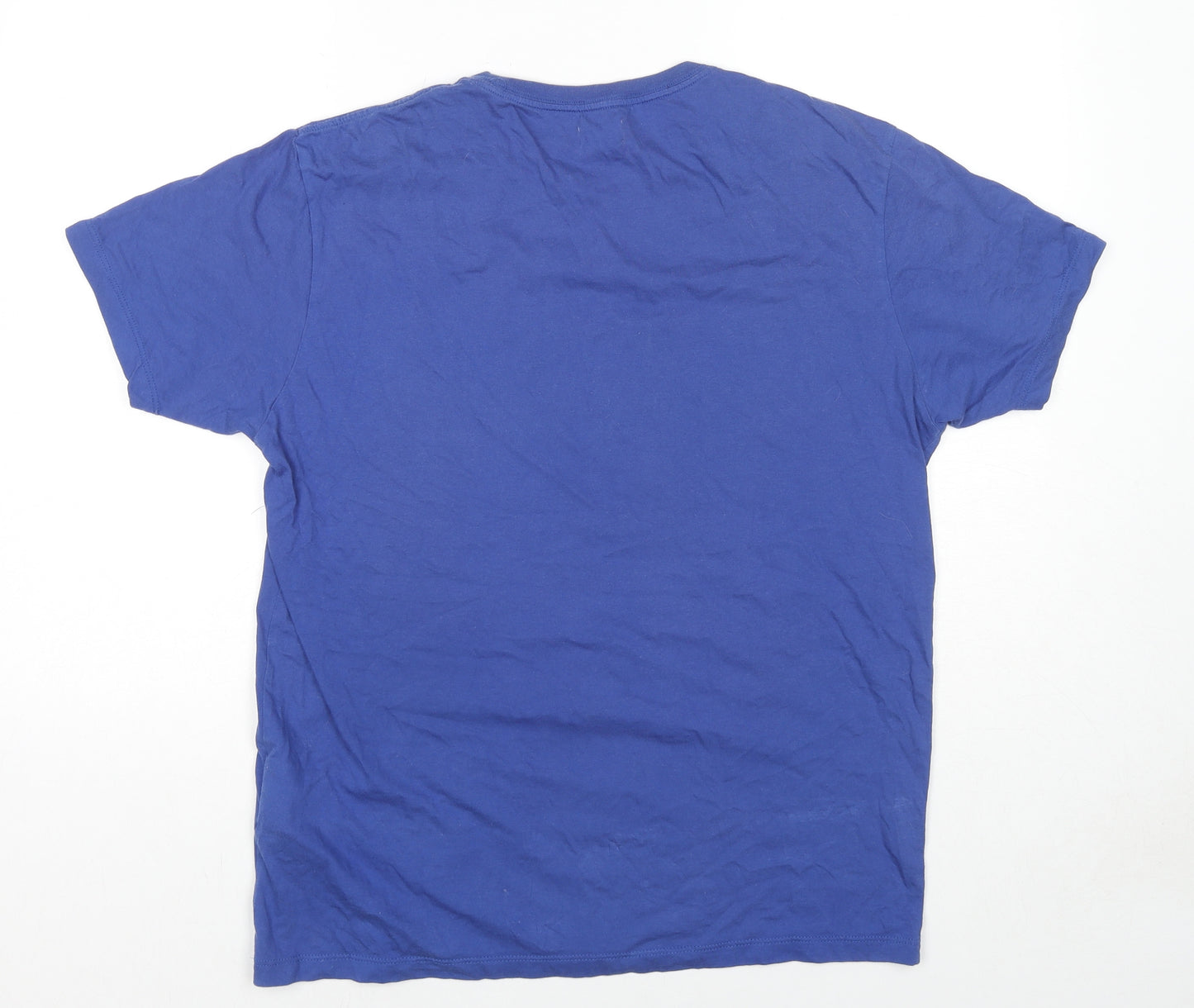 Replay Mens Blue Cotton T-Shirt Size L Crew Neck