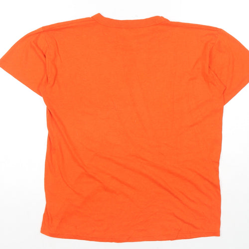 Russell Athletic Womens Orange Cotton Basic T-Shirt Size M Round Neck