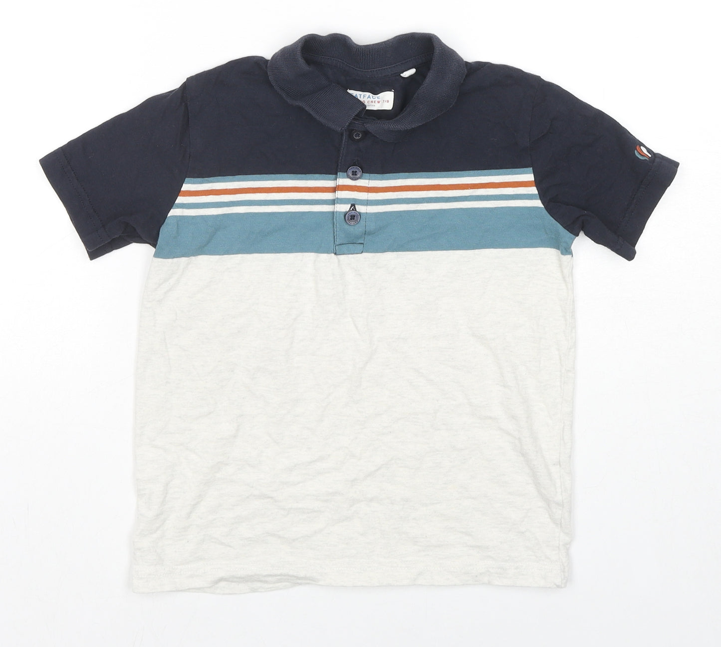 Fat Face Boys Multicoloured Colourblock Cotton Basic Polo Size 7-8 Years Collared Pullover