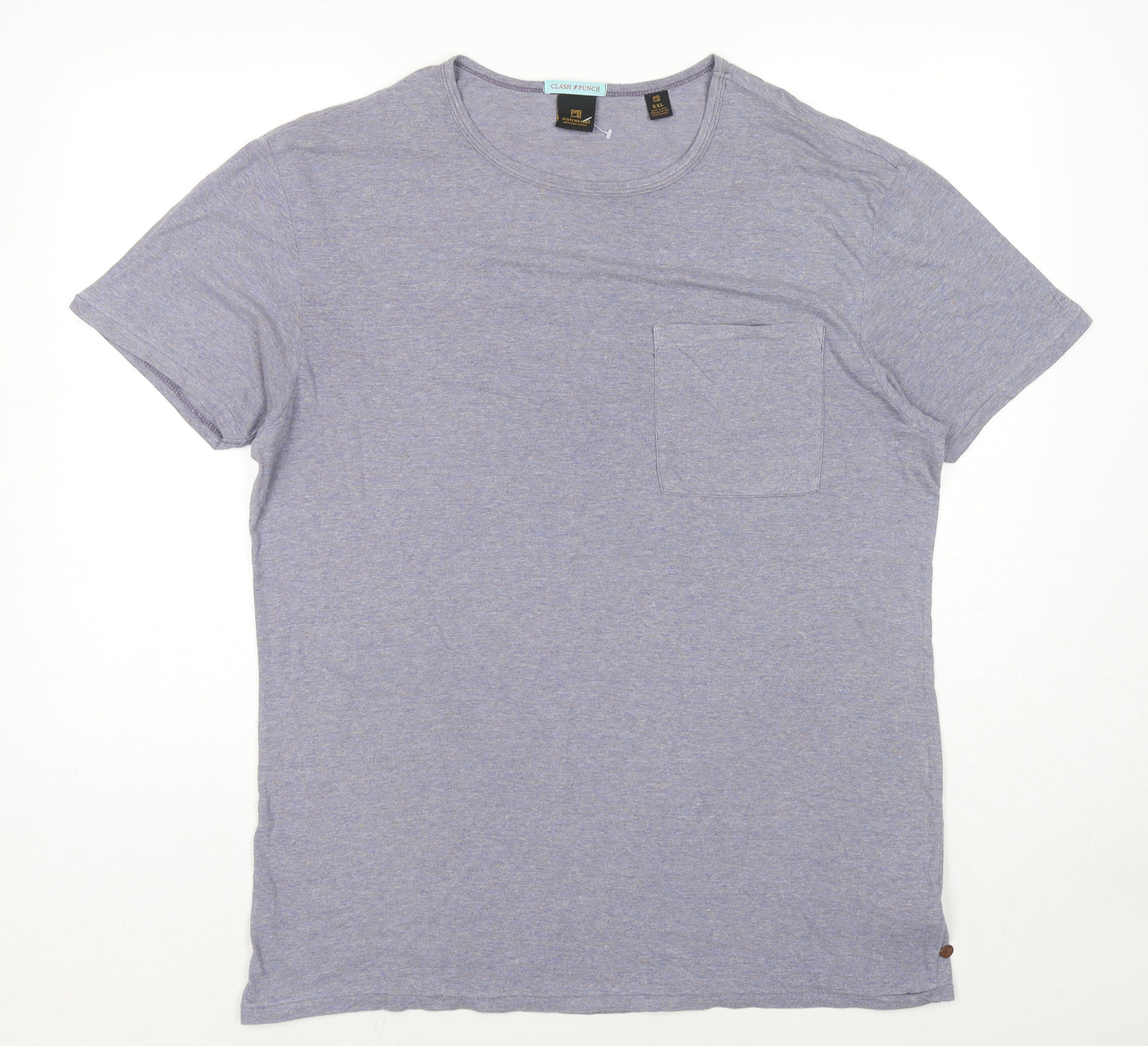 Scotch & Soda Mens Blue Cotton T-Shirt Size 2XL Crew Neck