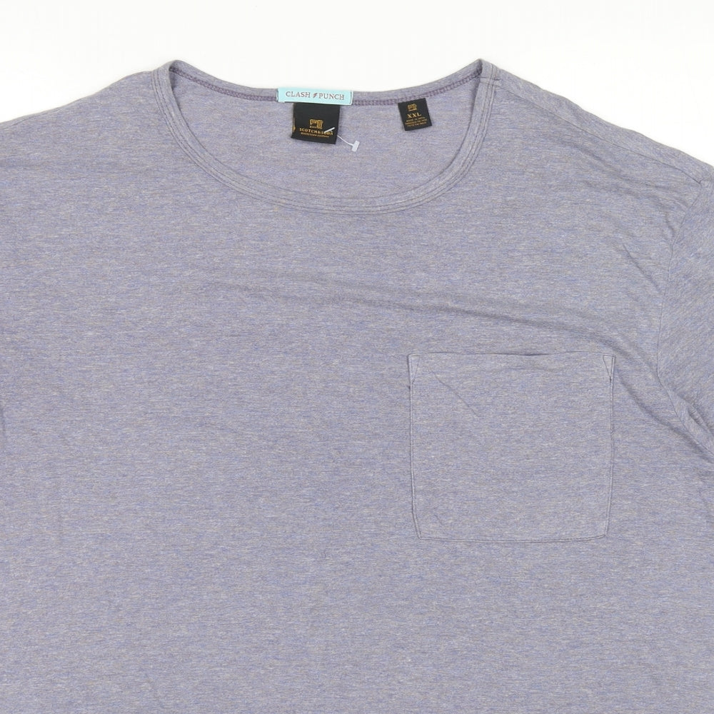 Scotch & Soda Mens Blue Cotton T-Shirt Size 2XL Crew Neck