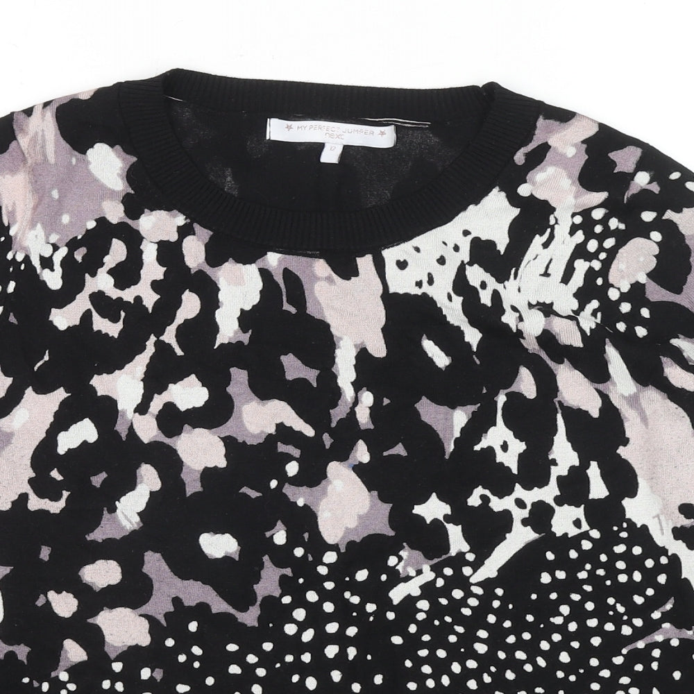 NEXT Womens Multicoloured Round Neck Geometric Viscose Pullover Jumper Size 12
