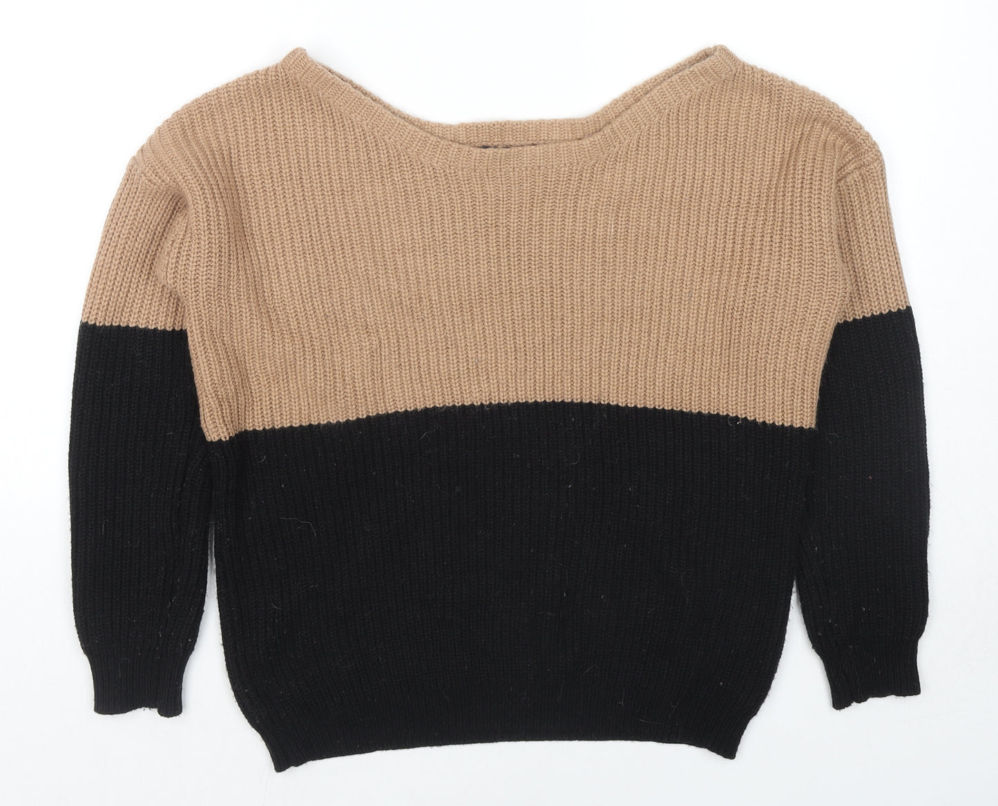 AX Paris Womens Multicoloured Boat Neck Acrylic Pullover Jumper Size M - Size M-L