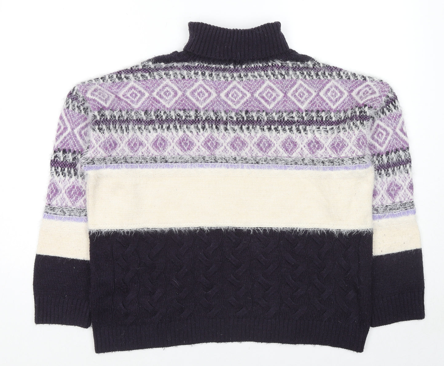 Marks and Spencer Womens Multicoloured Roll Neck Geometric Acrylic Pullover Jumper Size L