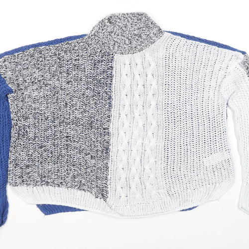 Marks and Spencer Womens Blue Mock Neck Acrylic Pullover Jumper Size M