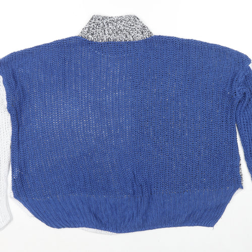 Marks and Spencer Womens Blue Mock Neck Acrylic Pullover Jumper Size M