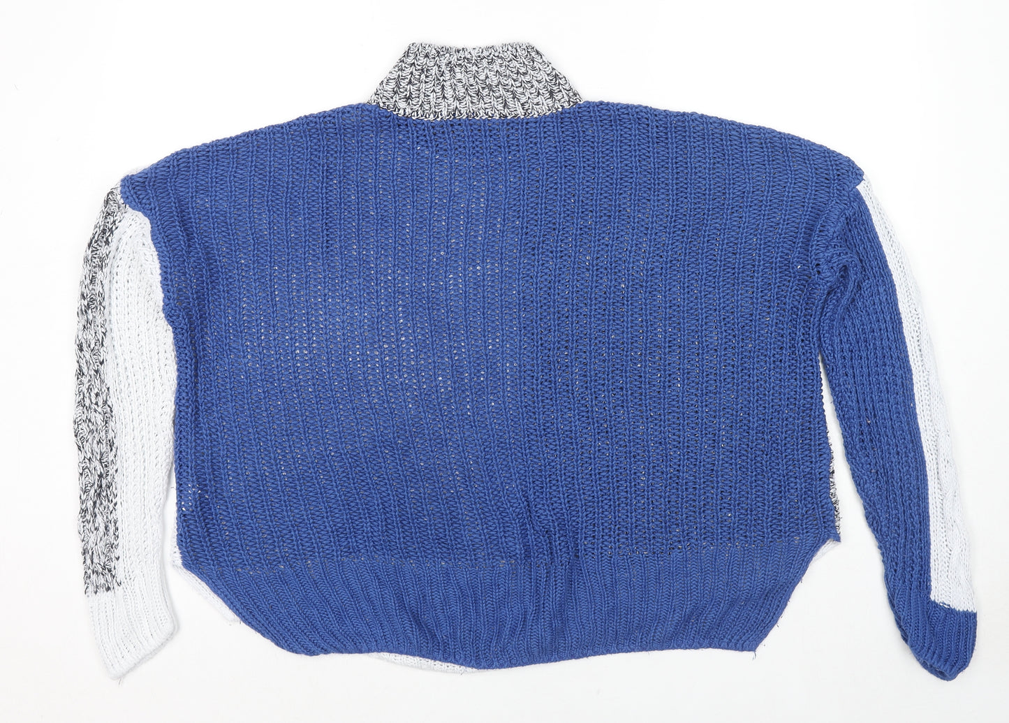 Marks and Spencer Womens Blue Mock Neck Acrylic Pullover Jumper Size M