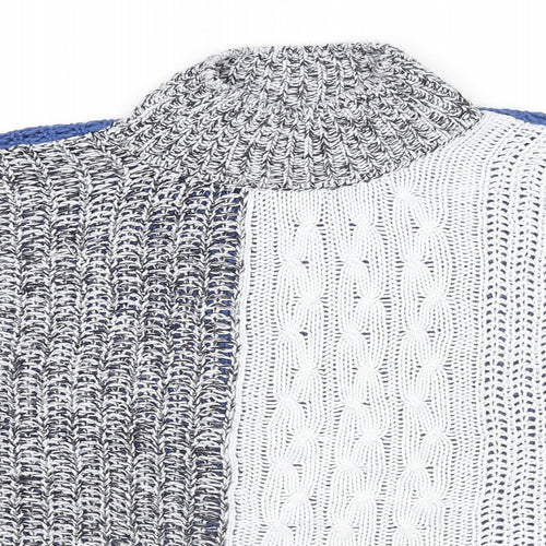 Marks and Spencer Womens Blue Mock Neck Acrylic Pullover Jumper Size M