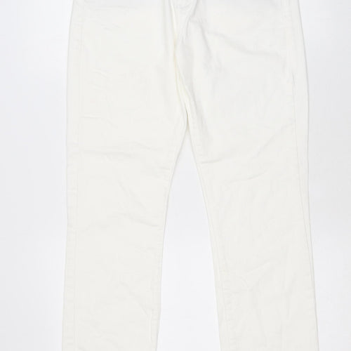 White Stuff Womens White Cotton Straight Jeans Size 10 L30 in Regular Zip