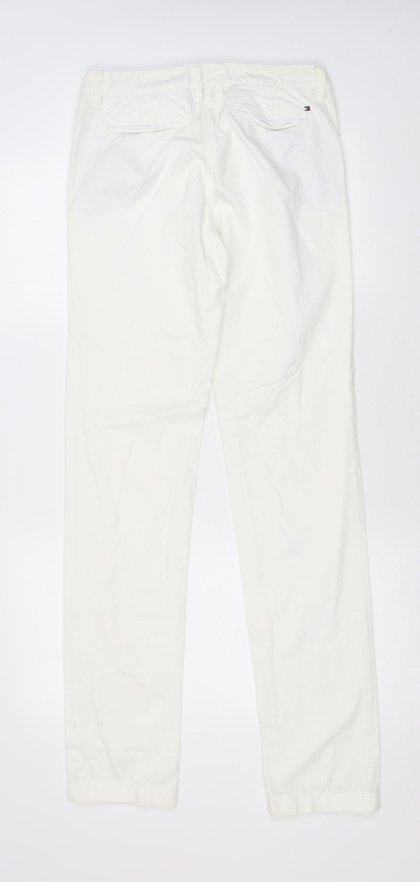 Tommy Hilfiger Womens White Cotton Capri Trousers Size 4 L31 in Regular Zip