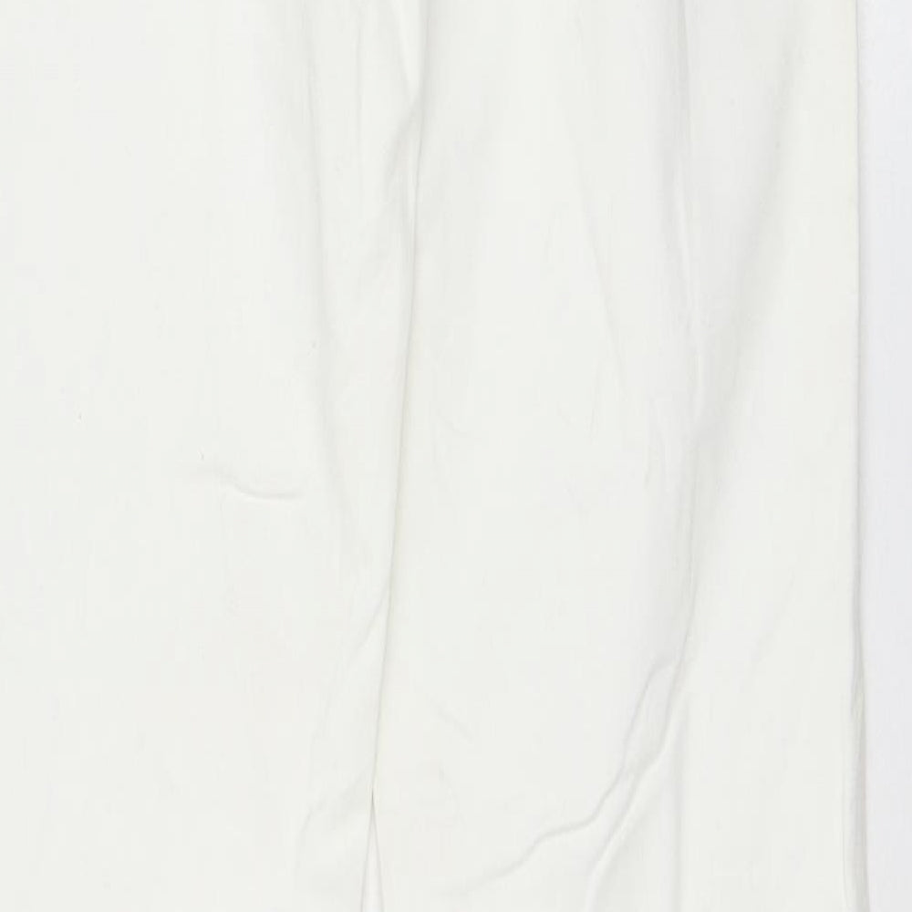 Tommy Hilfiger Womens White Cotton Capri Trousers Size 4 L31 in Regular Zip