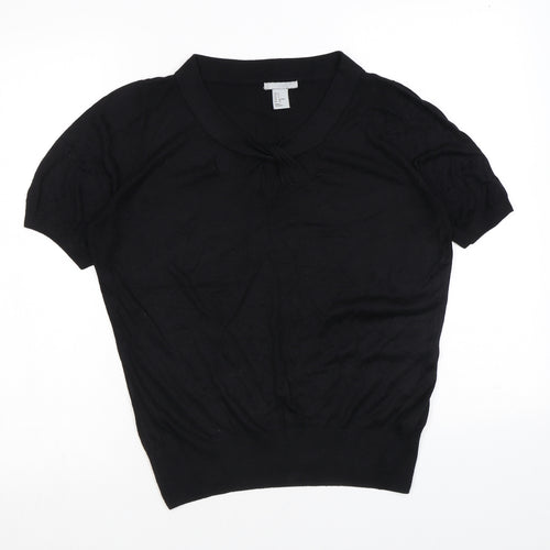 H&M Womens Black Round Neck Viscose Pullover Jumper Size S