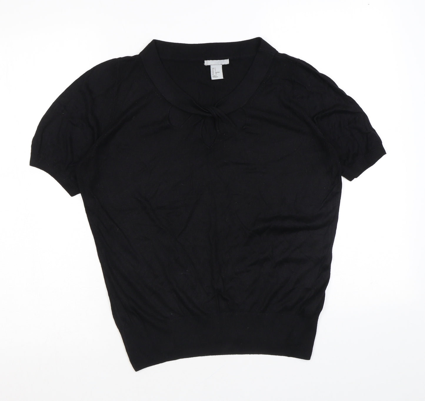 H&M Womens Black Round Neck Viscose Pullover Jumper Size S