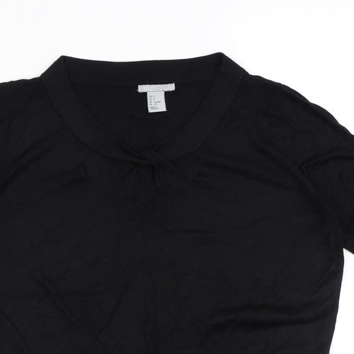 H&M Womens Black Round Neck Viscose Pullover Jumper Size S