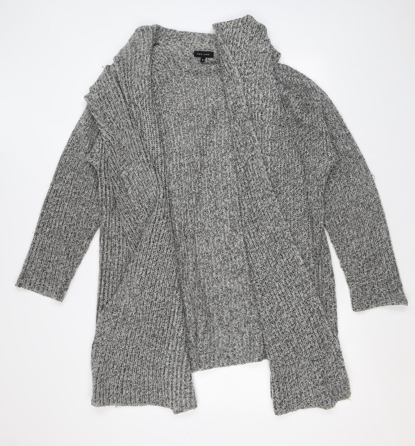 New Look Womens Grey V-Neck Acrylic Cardigan Jumper Size 14