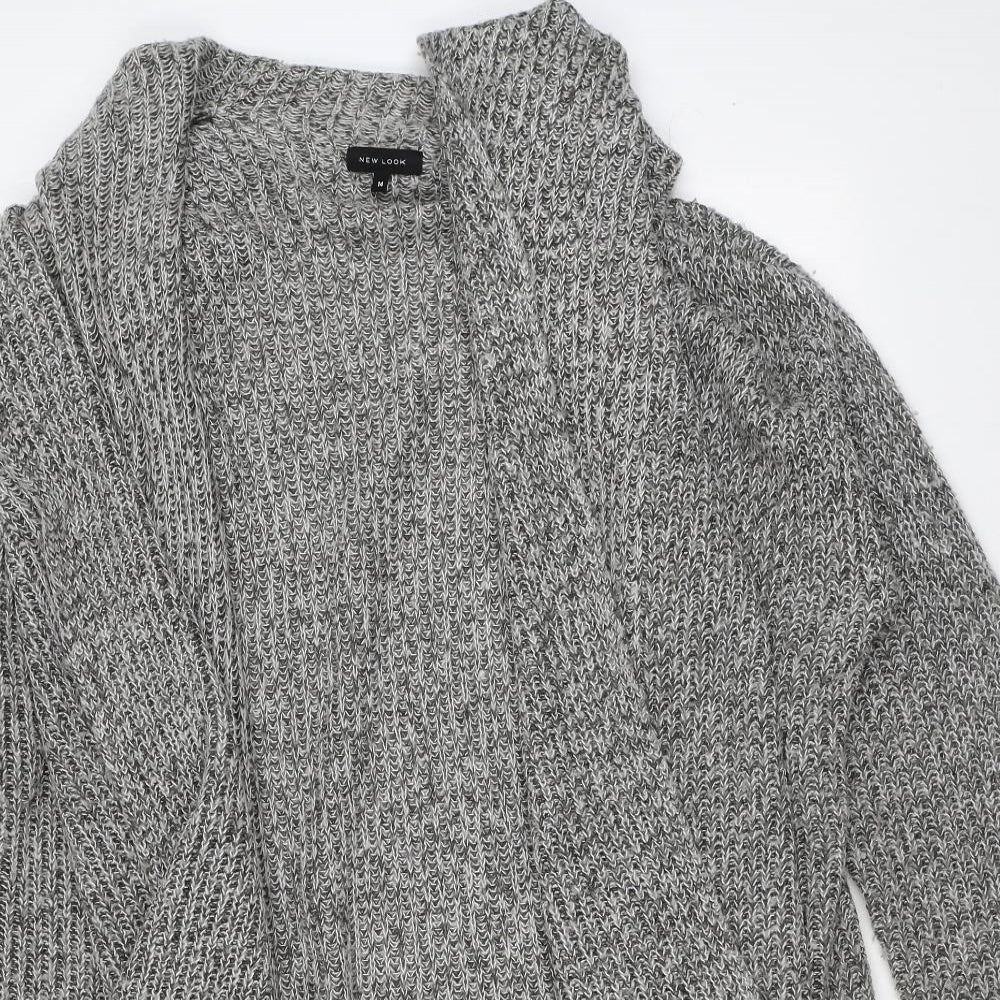 New Look Womens Grey V-Neck Acrylic Cardigan Jumper Size 14