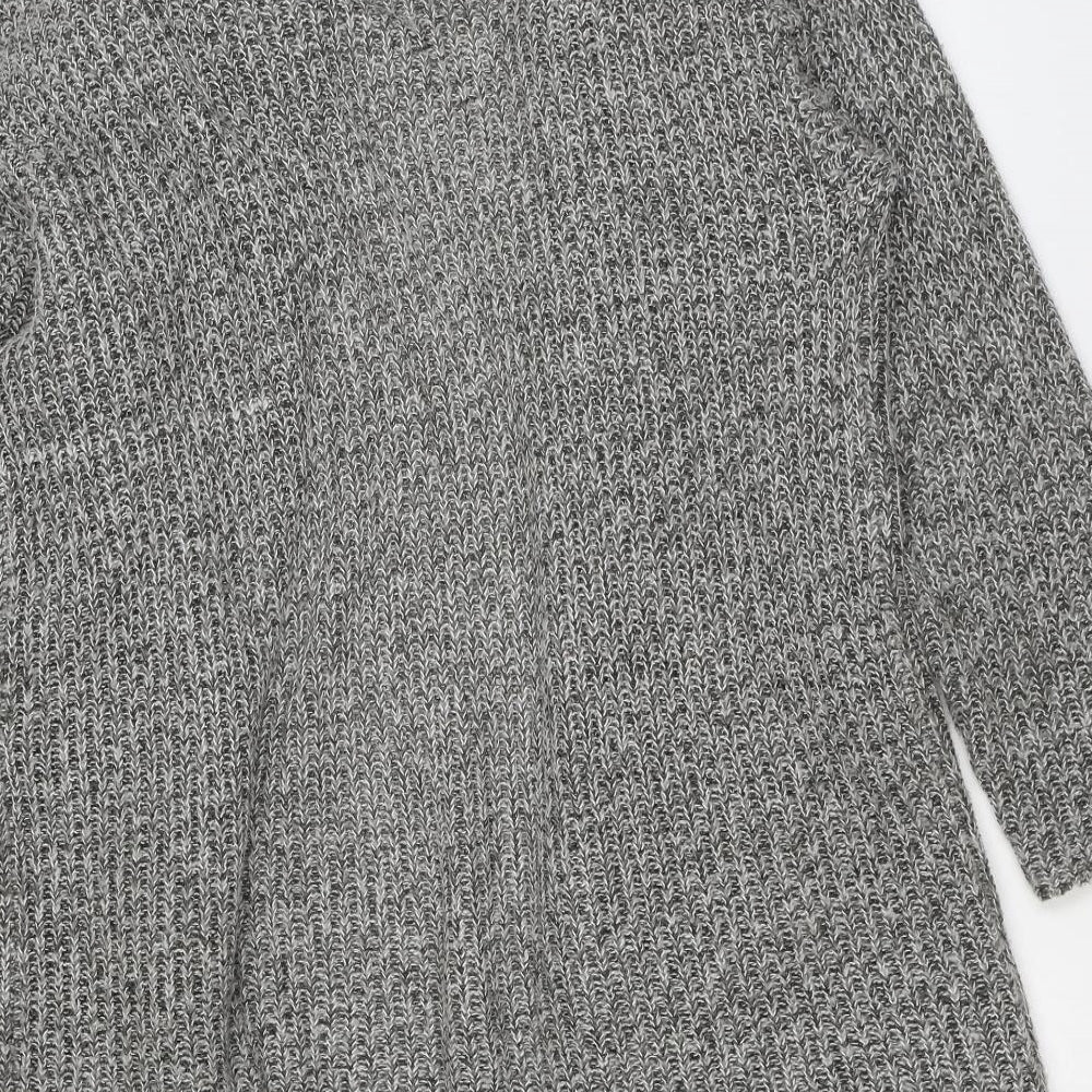 New Look Womens Grey V-Neck Acrylic Cardigan Jumper Size 14