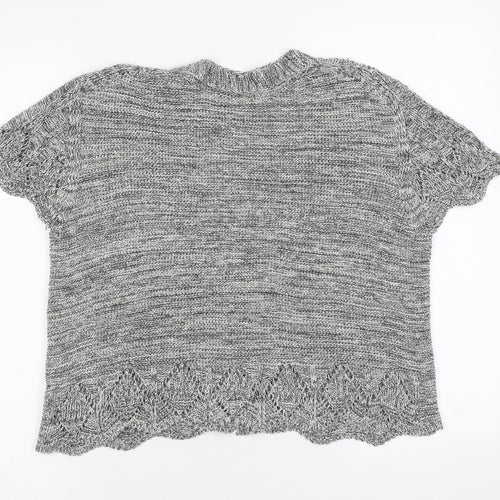 Pure & Natural Womens Grey V-Neck Cotton Cardigan Jumper Size L - Size L-XL