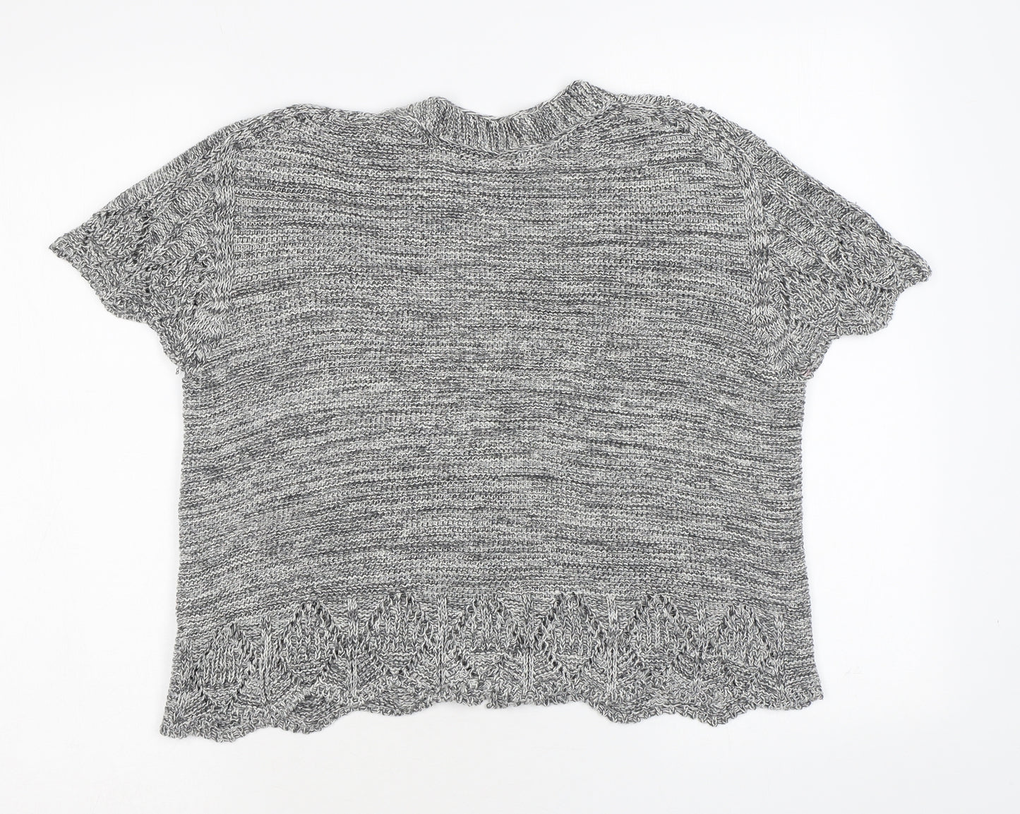 Pure & Natural Womens Grey V-Neck Cotton Cardigan Jumper Size L - Size L-XL