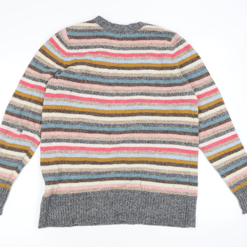 Woolovers Womens Multicoloured Round Neck Striped Wool Pullover Jumper Size M