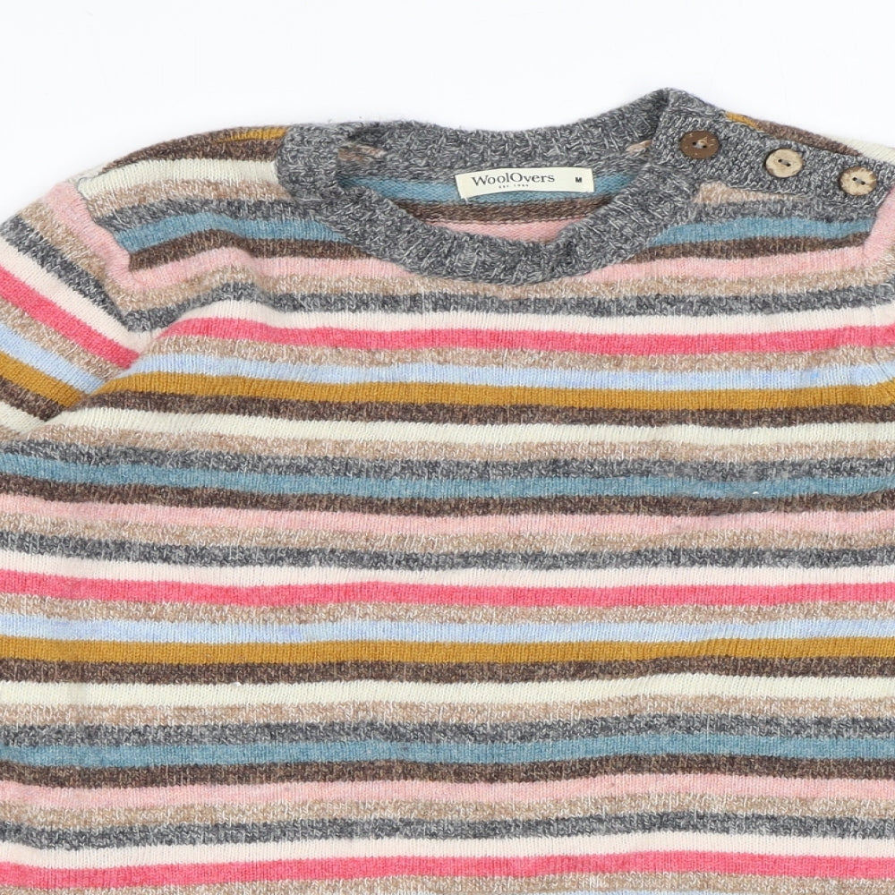 Woolovers Womens Multicoloured Round Neck Striped Wool Pullover Jumper Size M