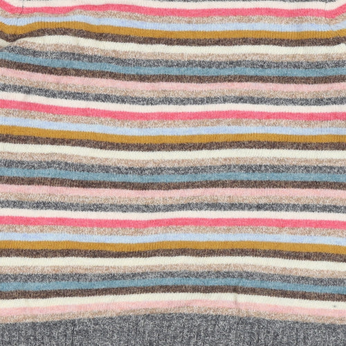 Woolovers Womens Multicoloured Round Neck Striped Wool Pullover Jumper Size M