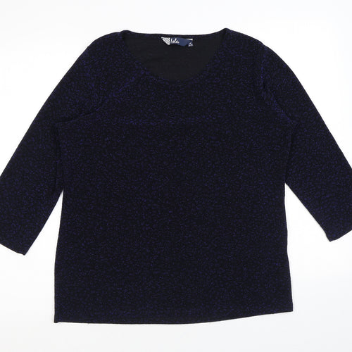 EWM Womens Blue Nylon Basic T-Shirt Size M Round Neck