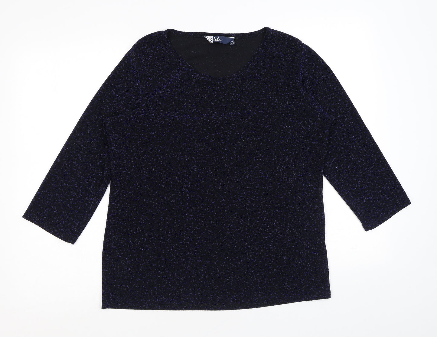EWM Womens Blue Nylon Basic T-Shirt Size M Round Neck