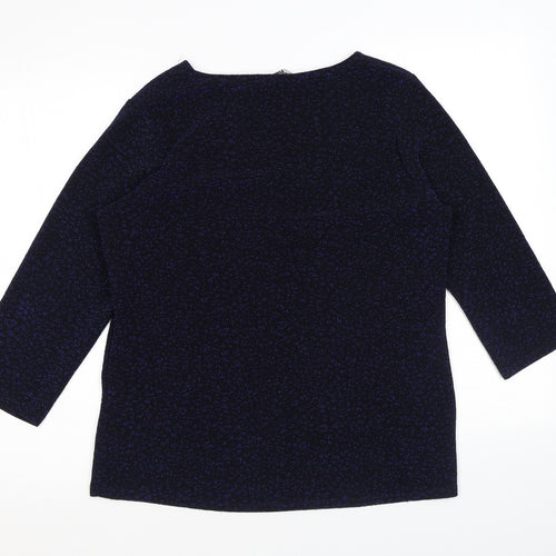 EWM Womens Blue Nylon Basic T-Shirt Size M Round Neck