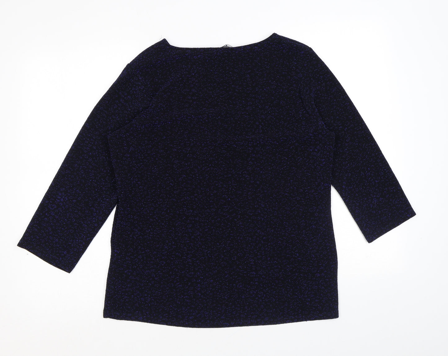 EWM Womens Blue Nylon Basic T-Shirt Size M Round Neck