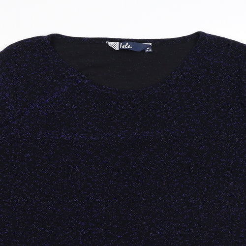 EWM Womens Blue Nylon Basic T-Shirt Size M Round Neck